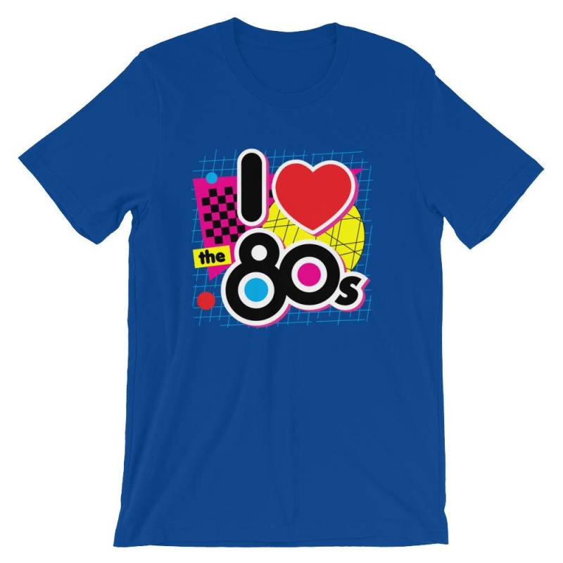 80Er Jahre Love I Heart The Eighties Retro Grafik Super Vintage Pop Kultur Kurzarm Unisex T-Shirt von DetourShirts