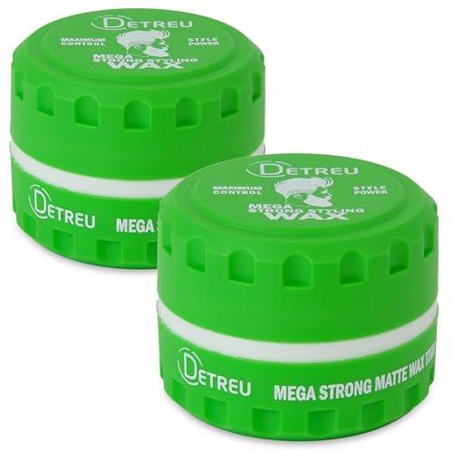 Detreu Mega Strong Styling Wax | Haarwachs matt & extra starker Halt | Langanhaltender natürlicher Hair-Look ohne fettigen Glanz | Haar-Wax für Haare & Bart 2x140 ml (Titan - grün) von Detreu