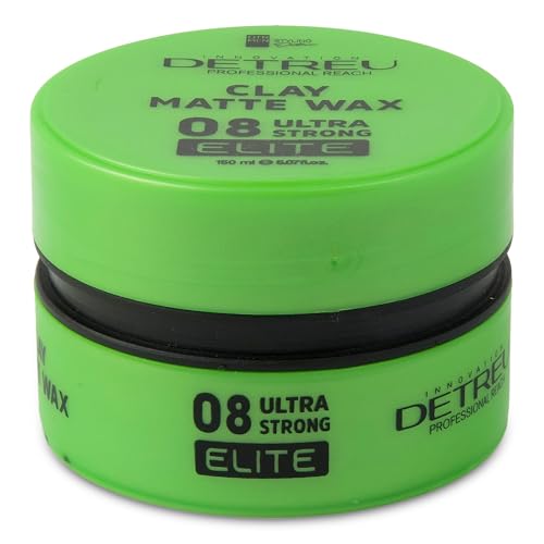 Detreu Styling Haarwachs | Matt-Effekt & Starker Halt | Langanhaltender natürlicher Look ohne fettigen Glanz | Angenehmer Vanille-Apfel-Duft | Haar-Wax für Haare & Bart 150 ml (Elite - Grün) von Detreu