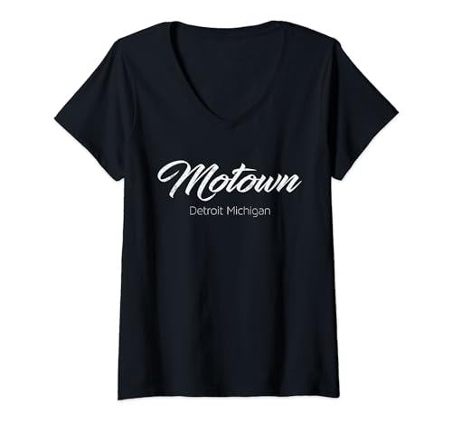 Damen Motown Detroit - Michigan Distressed Vintage T-Shirt T-Shirt mit V-Ausschnitt von Detroit Original Apparel