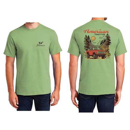 Ford Bronco American Tradition T-Shirt für Herren – Siebdruck Grafik Vintage T-Shirts – Superweiche Baumwolle Kaktus Grün T-Shirts, Kaktusgrün, XL von Detroit Shirt Company