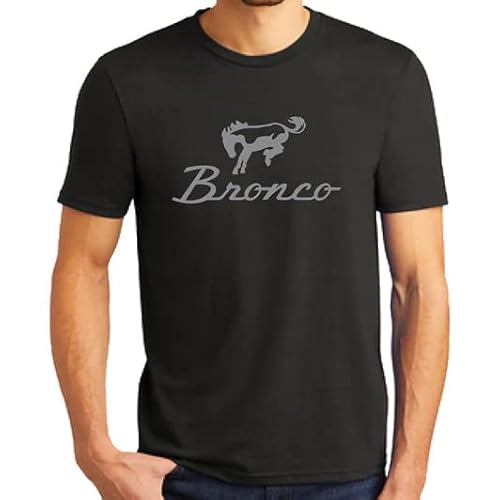 Ford Bronco Script Logo T-Shirt für Herren, 100% superweiche Baumwolle, schwarz, Siebdruck in Detroit, Schwarz, XX-Large von Detroit Shirt Company