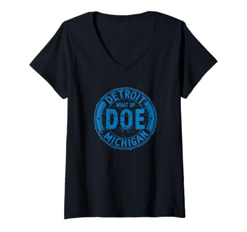 Damen Das verzweifelte Detroit | Was ist los in Michigan T-Shirt mit V-Ausschnitt Damen Das verzweifelte Detroit | Was ist los in Michigan T-Shirt mit V-Ausschnitt von Detroit Soul: Area Code 313 Style