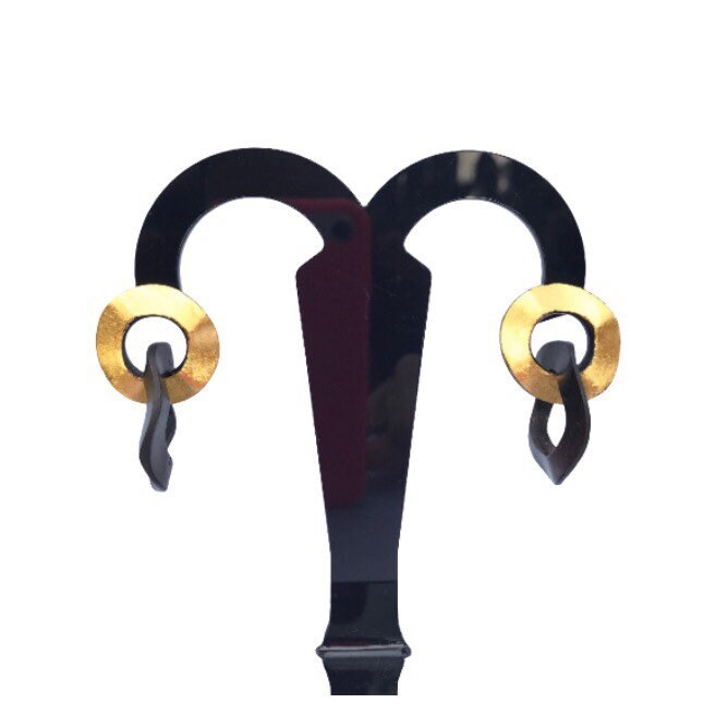 Ohrringe Im Ebenholz-stil, Ringanhänger, Schwarze Und Goldene Ohrringe, Schwarzes Holz 24-Karätiges Blattgold Ohrringe Im Ebenholz-stil, Ringanhänger, Schwarze Und Goldene Ohrringe, Schwarzes Holz 24-Karätiges Blattgold von DettagliPreziosilab