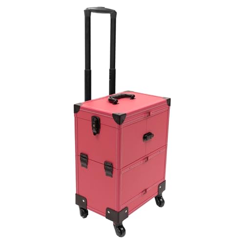 Rose Schminkkoffer mit Rollen, Kosmetik Trolley Organizer mit Griff, für Schönheitszentren, Salons, Privathaushalten Partys 37 * 24.3 * 101cm von Dettchan