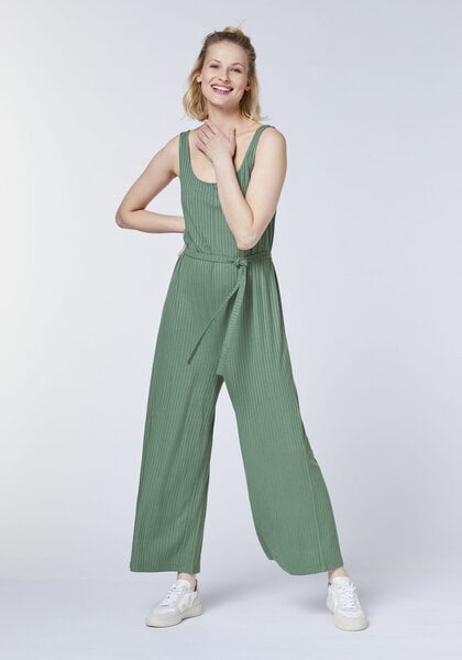 Detto Fatto Ärmelloser Yoga-Jumpsuit aus Viskose-Mix in Rippoptik von Detto Fatto