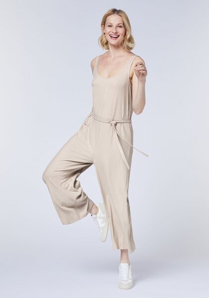 Detto Fatto Ärmelloser Yoga-Jumpsuit aus Viskose-Mix in Rippoptik von Detto Fatto