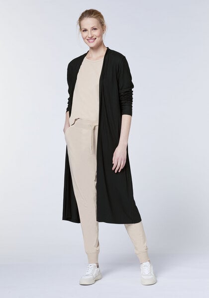 Detto Fatto Fein gerippter Long-Cardigan aus Viskose-Elasthanmix von Detto Fatto