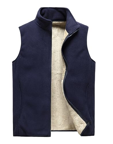 Detwen Fleeceweste Herren Gefüttert Winterweste Ärmellose Jacke Warm für Herbst und Winter Blau Herstellergröße 6XL/ EU Größe XL von Detwen