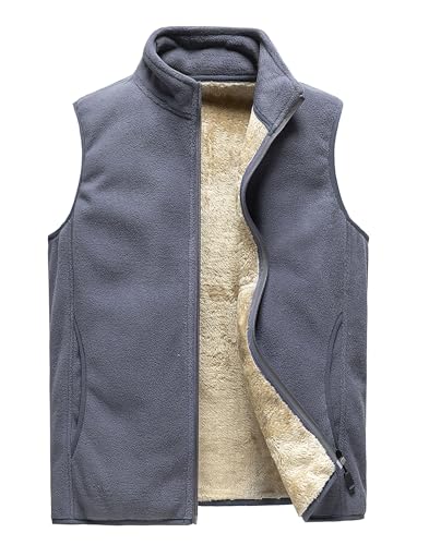 Detwen Fleeceweste Herren Gefüttert Winterweste Ärmellose Jacke Warm für Herbst und Winter Grau Herstellergröße 6XL/ EU Größe XL von Detwen