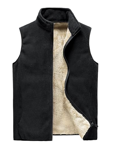 Detwen Fleeceweste Herren Gefüttert Winterweste Ärmellose Jacke Warm für Herbst und Winter Schwarz Herstellergröße L/EU Größe S von Detwen