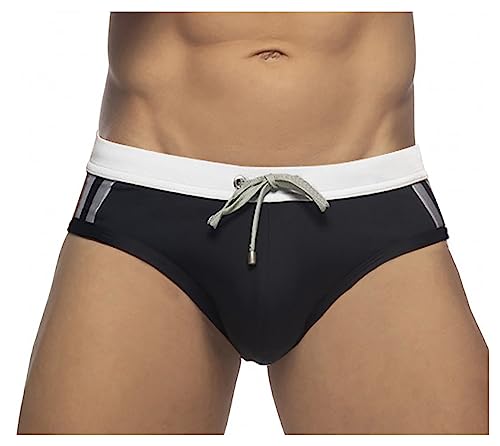 Detwen Herren Badeslip mit Abnehmbarem Polster Schnelltrocknende Badehose Kurz Swim Briefs Weiß XL von Detwen