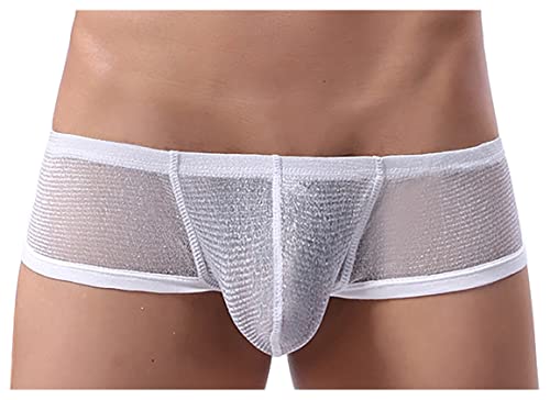 Detwen Herren Boxershorts mit Großem Beutel Atmungsaktive Retroshorts Gaze Unterwäsche Leicht und Dünn Weiß XXL von Detwen