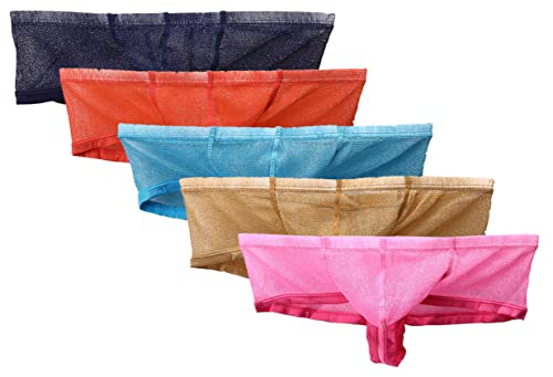 Detwen Herren Dessous Männer Unterhose Niedrige Taille Boxershorts Pouch Retroshorts 5 Farben B Größe XL von Detwen