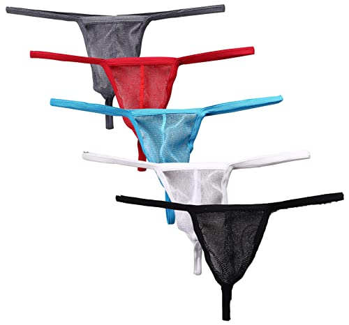 Detwen Herren Sexy String Tanga für Mann Atmungsaktive Unterwäsche Strings C-String 5 Stück 01 M von Detwen