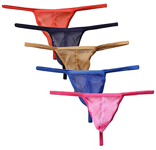 Detwen Herren Sexy String Tanga für Mann Atmungsaktive Unterwäsche Strings C-String 5 Stück 02 L von Detwen
