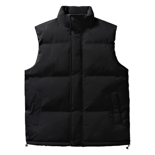 Detwen Herren Weste Winter Warme Steppweste mit Stehkragen Ärmellose Jacke Saum mit Kordelzug Schwarz Herstellergröße 2XL/ EU L von Detwen