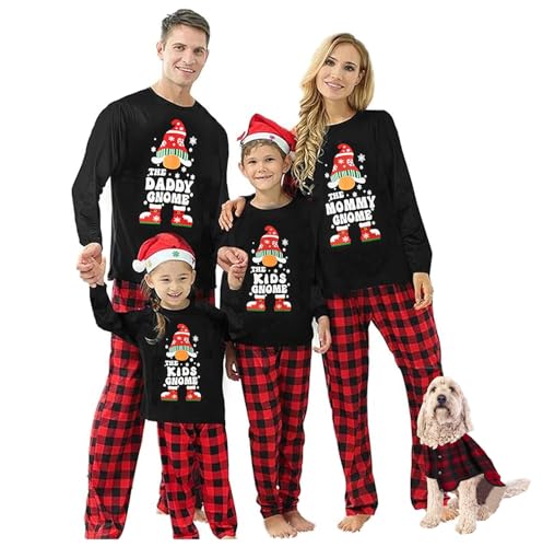 DeuYeng Weihnachten Passende Pyjamas für Familie Pyjama Sets Xmas Pjs Urlaub Familie Nachtwäsche Set für erwachsenes Kind (Männer, Black-A, XXXL) von DeuYeng