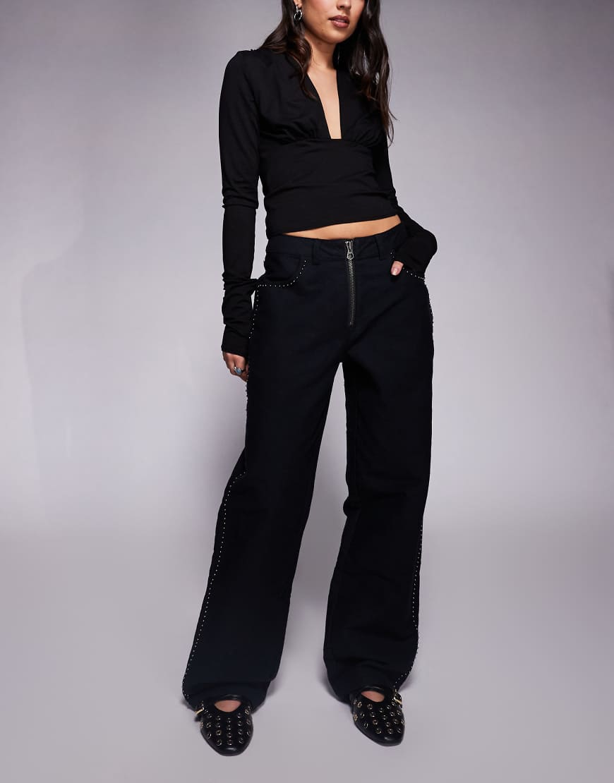 Deus Ex Machina - Allusions - Jeans in Schwarz mit Nieten von Deus Ex Machina