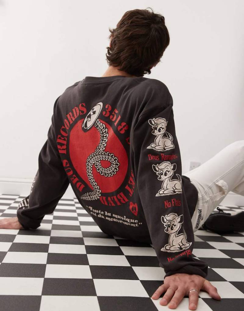 Deus Ex Machina - Dancing Ghost - Langärmliges T-Shirt in Grau mit Grafikprint von Deus Ex Machina