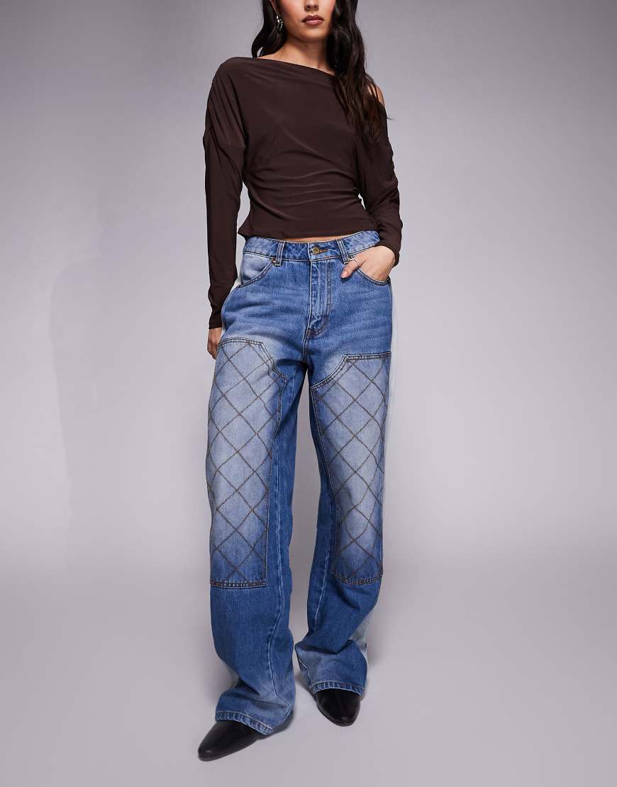 Deus Ex Machina - Dayton - Jeans in verwaschenem Mittelblau mit doppelter Stofflage an den Knien von Deus Ex Machina