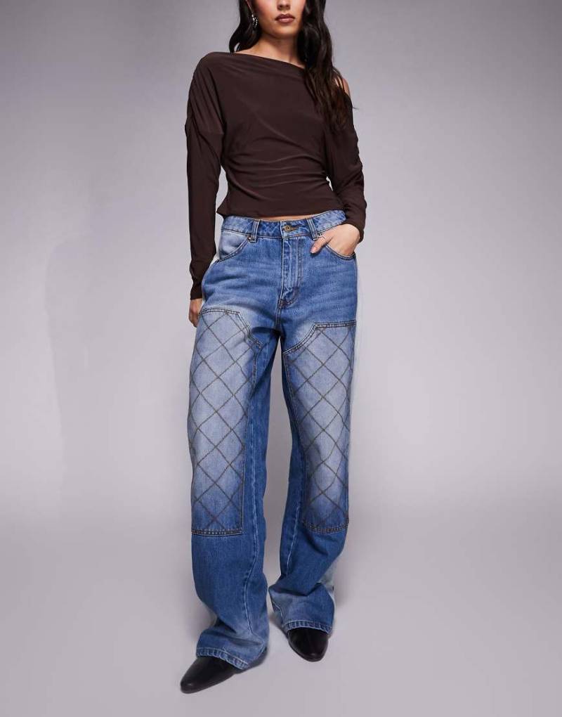 Deus Ex Machina - Dayton - Jeans in verwaschenem Mittelblau mit doppelter Stofflage an den Knien von Deus Ex Machina