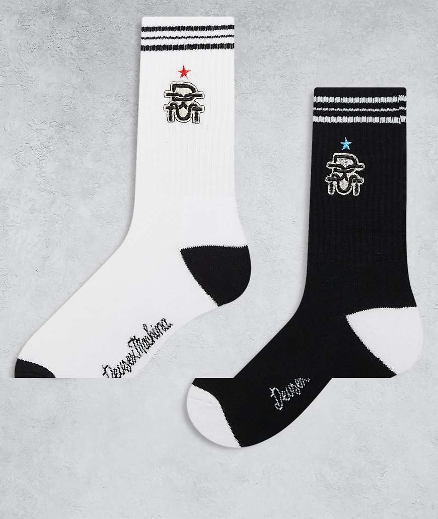 Deus Ex Machina - Moonshine - 2er-Pack Socken in Schwarz und Weiß-Bunt von Deus Ex Machina