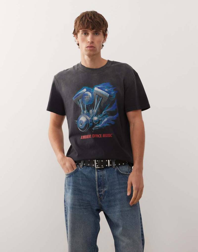 Deus Ex Machina - Productive Hum - T-Shirt in verwaschenem Schwarz mit Vintage-Schnitt von Deus Ex Machina
