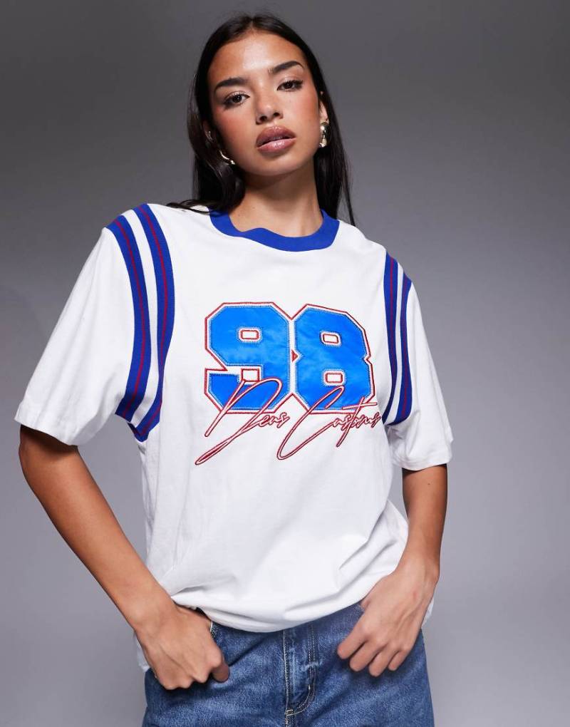 Deus Ex Machina - Stephanie - Trikot-T-Shirt in Weiß und Marineblau-Bunt von Deus Ex Machina