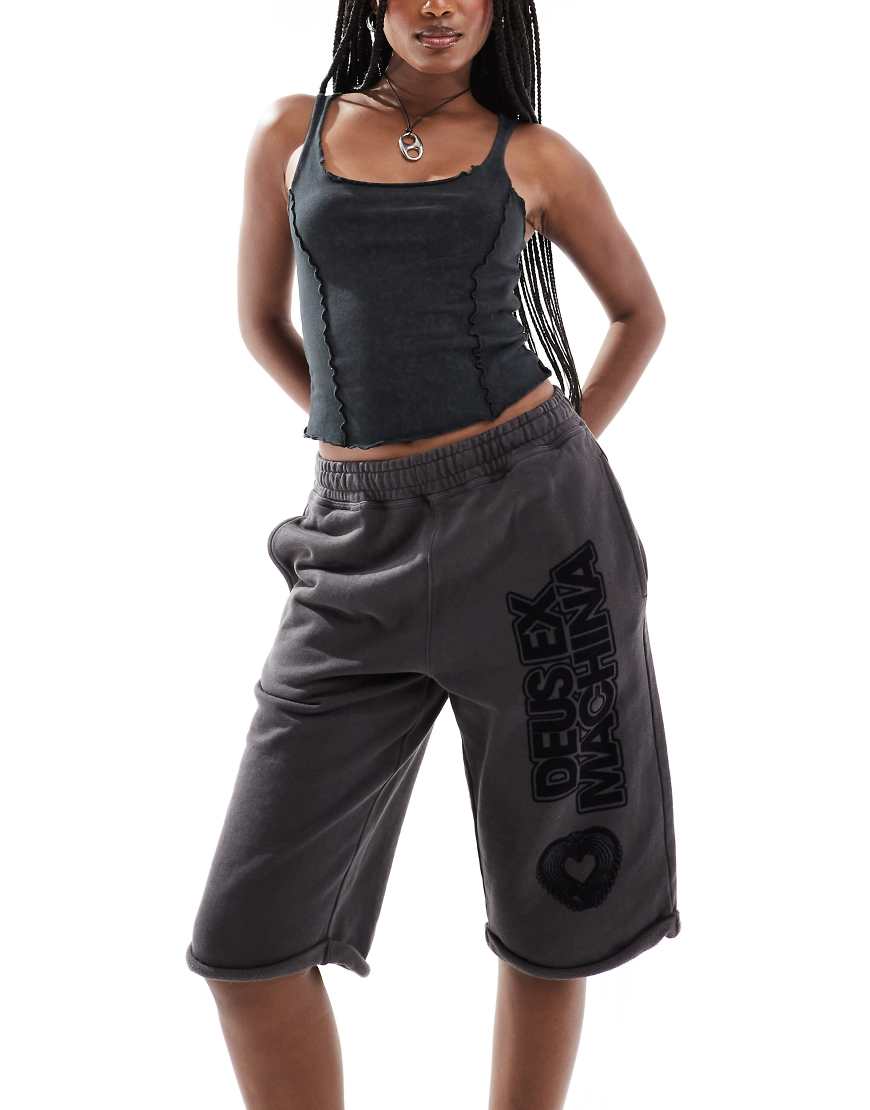 Deus Ex Machina x ASOS - Exklusive Jersey-Jorts in überfärbtem Schwarz von Deus Ex Machina