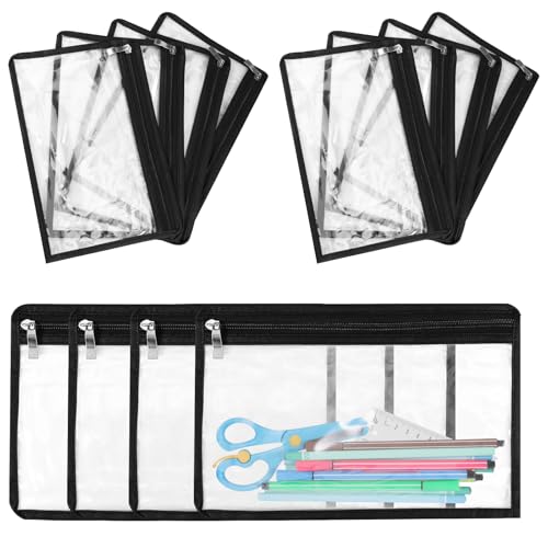 12 Stück Transparente Federmäppchen,Reißverschluss Mesh Beutel,Aufbewahrungstasche,Vielseitig Einsetzbar,Leicht zu Reinigen,Make-up-Taschen,Umschläge,Mappen für die Schule von Deuson