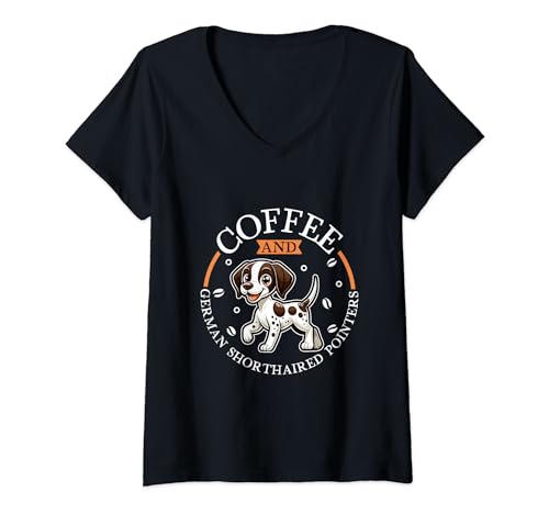 Damen Kaffee und Deutsch Kurzhaar T-Shirt mit V-Ausschnitt Damen Kaffee und Deutsch Kurzhaar T-Shirt mit V-Ausschnitt von Deutsch Kurzhaar Designs