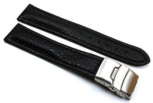 Sulla 20mm Genuine Leder Uhrenarmband mit Edelstahl Faltschließe schwarz von Sulla
