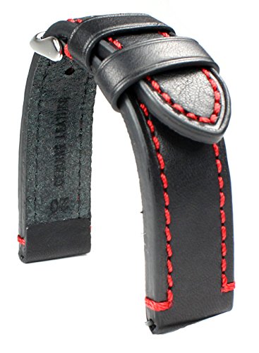 Sulla 20mm Herren Leder Uhrenarmband Catalonia Pilotband Schwarz rote Naht Sulla 20mm Herren Leder Uhrenarmband Catalonia Pilotband Schwarz rote Naht von DEUTSCH