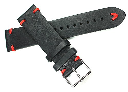 Sulla 22mm Herren Leder Vintage Uhrenarmband Schwarz rote Naht BS Sulla 22mm Herren Leder Vintage Uhrenarmband Schwarz rote Naht BS von DEUTSCH