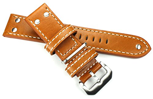 Sulla Herren-Uhrenarmband aus Leder, Fliegerarmband, 24 mm, Hellbraun, Armband Sulla Herren-Uhrenarmband aus Leder, Fliegerarmband, 24 mm, Hellbraun, Armband von DEUTSCH