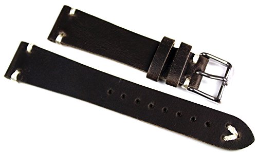 Sulla Herren Leder Uhrenarmband BS weiße Naht braun 19mm von Sulla