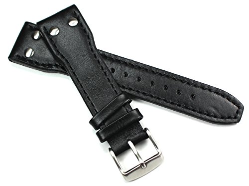 Sulla Herren Leder Uhrenarmband Pilot IW 22mm schwarz von Sulla
