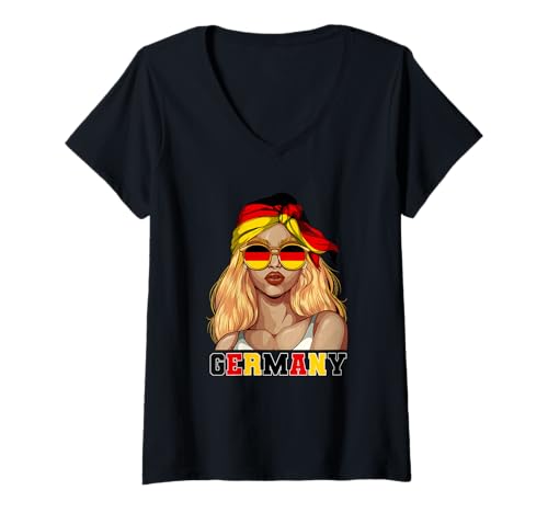 Damen Deutschland Deutsche Frau T-Shirt mit V-Ausschnitt von Deutsche Deutschland Geschenk