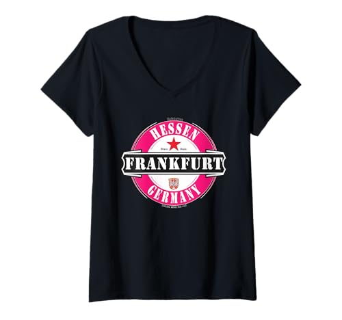 Damen Frankfurt Hessen Deutschland City Andenken Touristen Outfit T-Shirt mit V-Ausschnitt von Deutsche Städte - Hessen