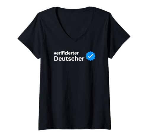 Damen Verifizierter Deutscher Heimatliebe Patriot Stolz T-Shirt mit V-Ausschnitt Damen Verifizierter Deutscher Heimatliebe Patriot Stolz T-Shirt mit V-Ausschnitt von Deutscher Patriot Heimat Stolz Tradition Kultur