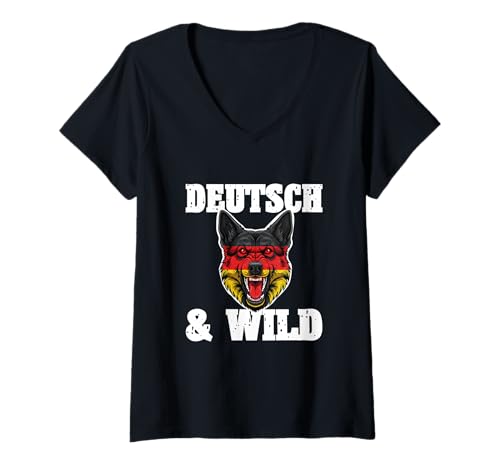 Damen Schäferhund T-Shirt mit V-Ausschnitt Damen Schäferhund T-Shirt mit V-Ausschnitt von Deutscher Schäferhund Feunde