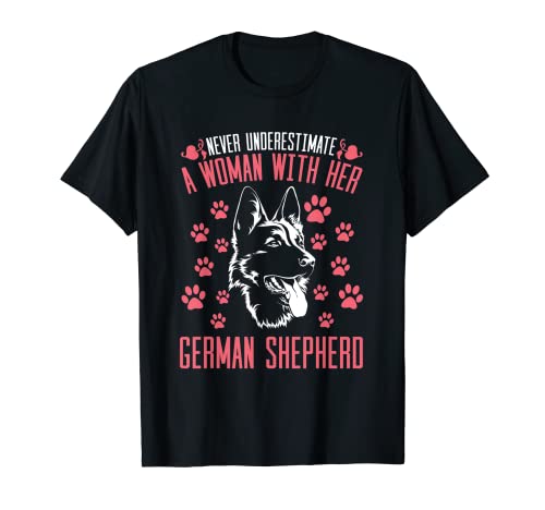 Damen Woman with Her German Shepherd Deutscher Schäferhund T-Shirt von Deutscher Schäferhund Kleidung Damen Herren Kinder