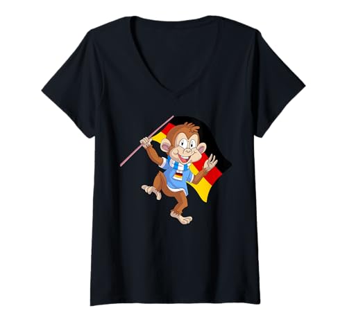 Damen Deutsche Fan / Deutschland Äffchen T-Shirt mit V-Ausschnitt von Deutschland Fans