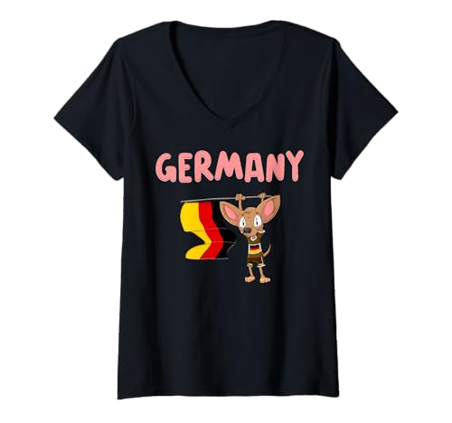 Damen Deutsche Fans / Deutschland Hündchen T-Shirt mit V-Ausschnitt von Deutschland Fans