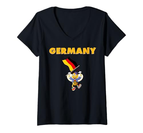 Damen Deutschland Fan / Deutschland Biene T-Shirt mit V-Ausschnitt von Deutschland Fans