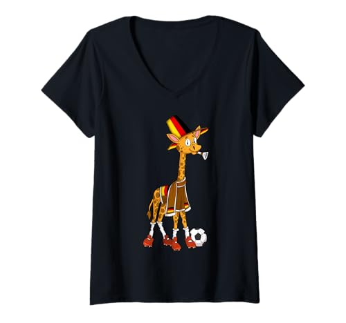 Damen Giraffen Fan Deutschland T-Shirt mit V-Ausschnitt von Deutschland Fans
