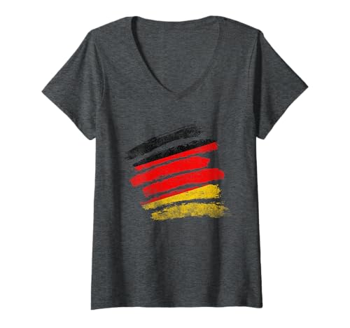 Damen Deutschland Deutschland Vintage Deutsche Flagge T-Shirt mit V-Ausschnitt von Deutschland Germany Flag Designs