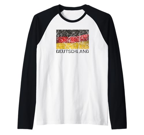Deutsche Flagge Deutschlands Distressed Herren Damen Kinder Raglan von Deutschland Heritage Apparel & Gifts