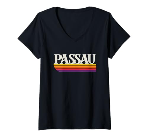 Damen Passau Deutschland Retro Grafik - Passau Bayern Deutschland T-Shirt mit V-Ausschnitt von Deutschland Throwbacks
